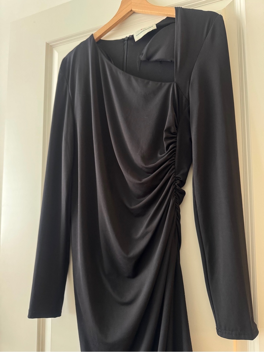 ALEXANDRE VAUTHIER Black Long Sleeve Draped Ruched Dress
